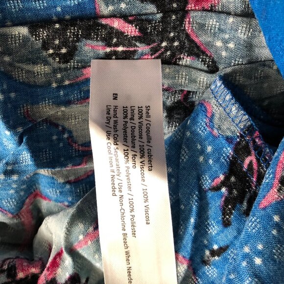 Band Of The Free Blue Floral Dress With Smocked Bodice & Puff Sleeves Medium NWT - Picture 6 of 10